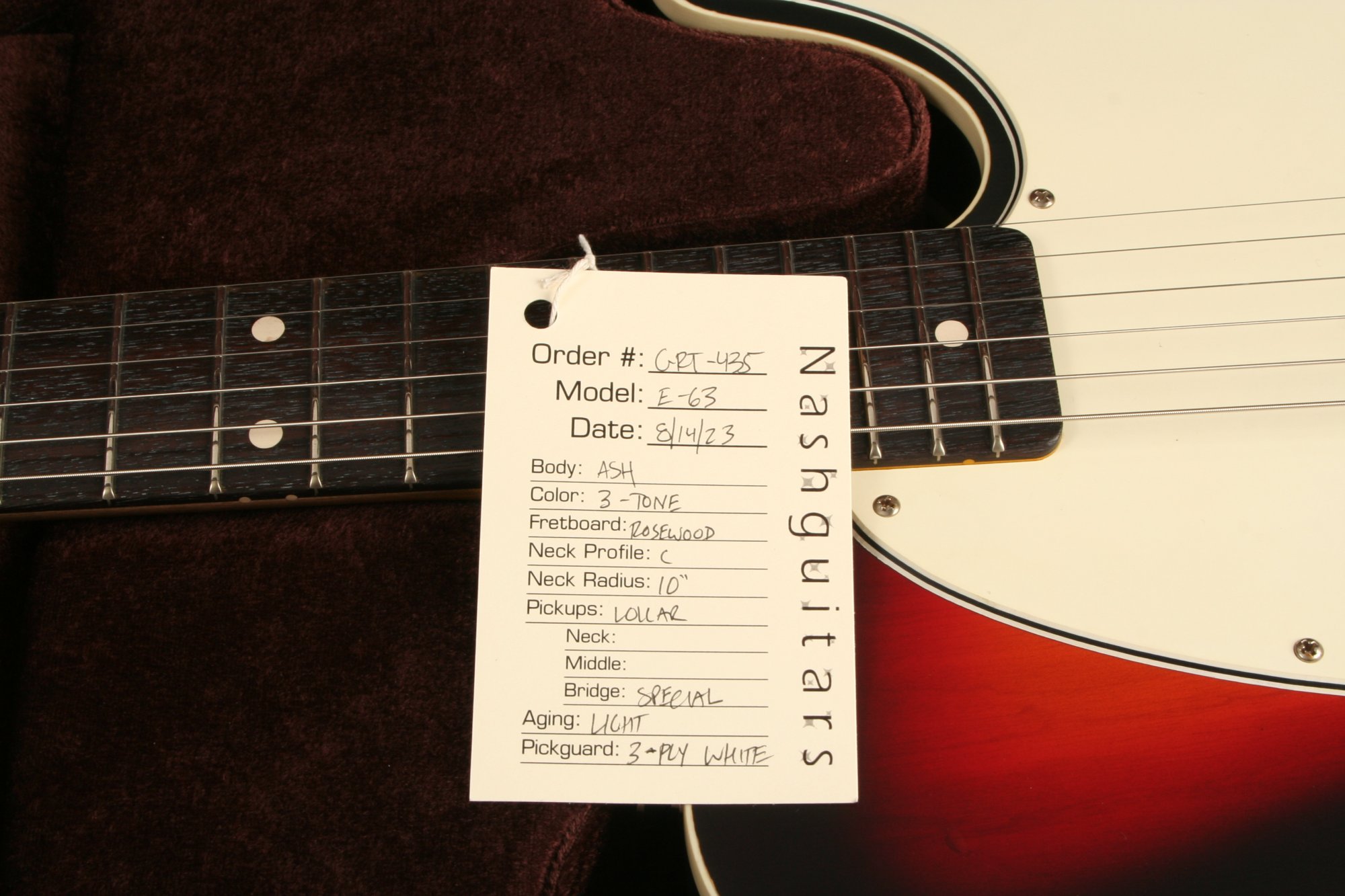 Nash Guitars E-63 Sunburst Double Bound Ash Lollar Pickup