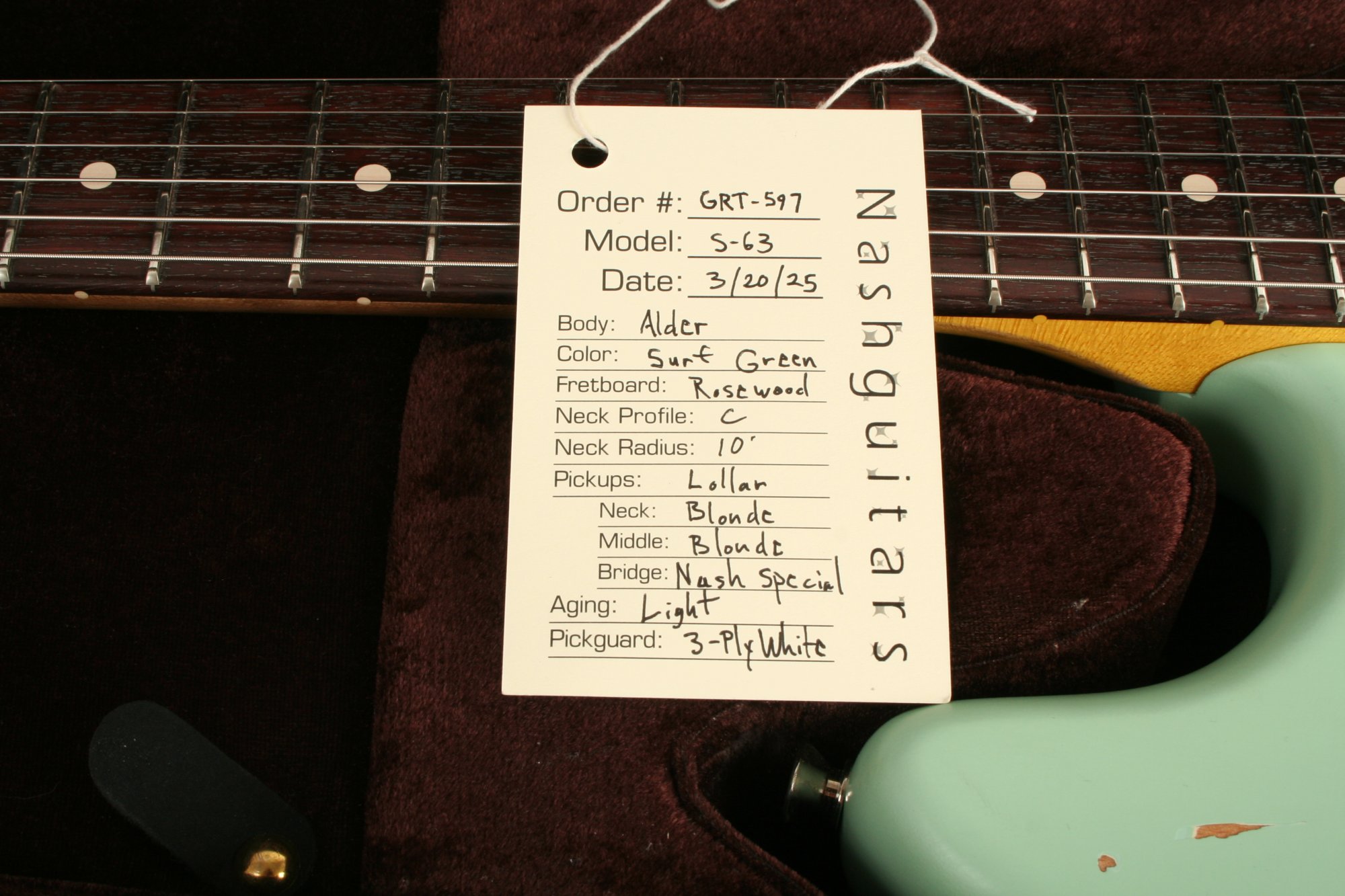 Nash Guitars S-63 Surf Green Lollar Pickups GRT-597