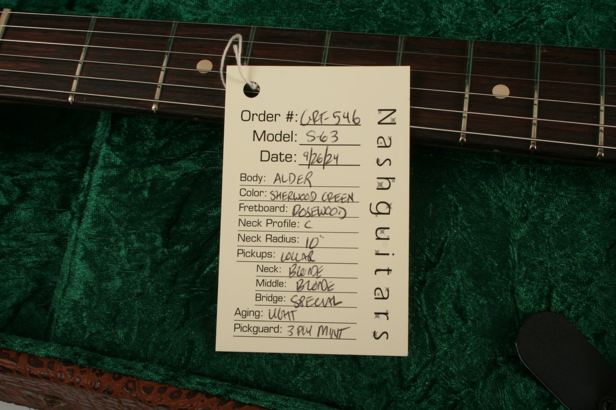 Nash Guitars S-63 Sherwood Green Lollar Pickups