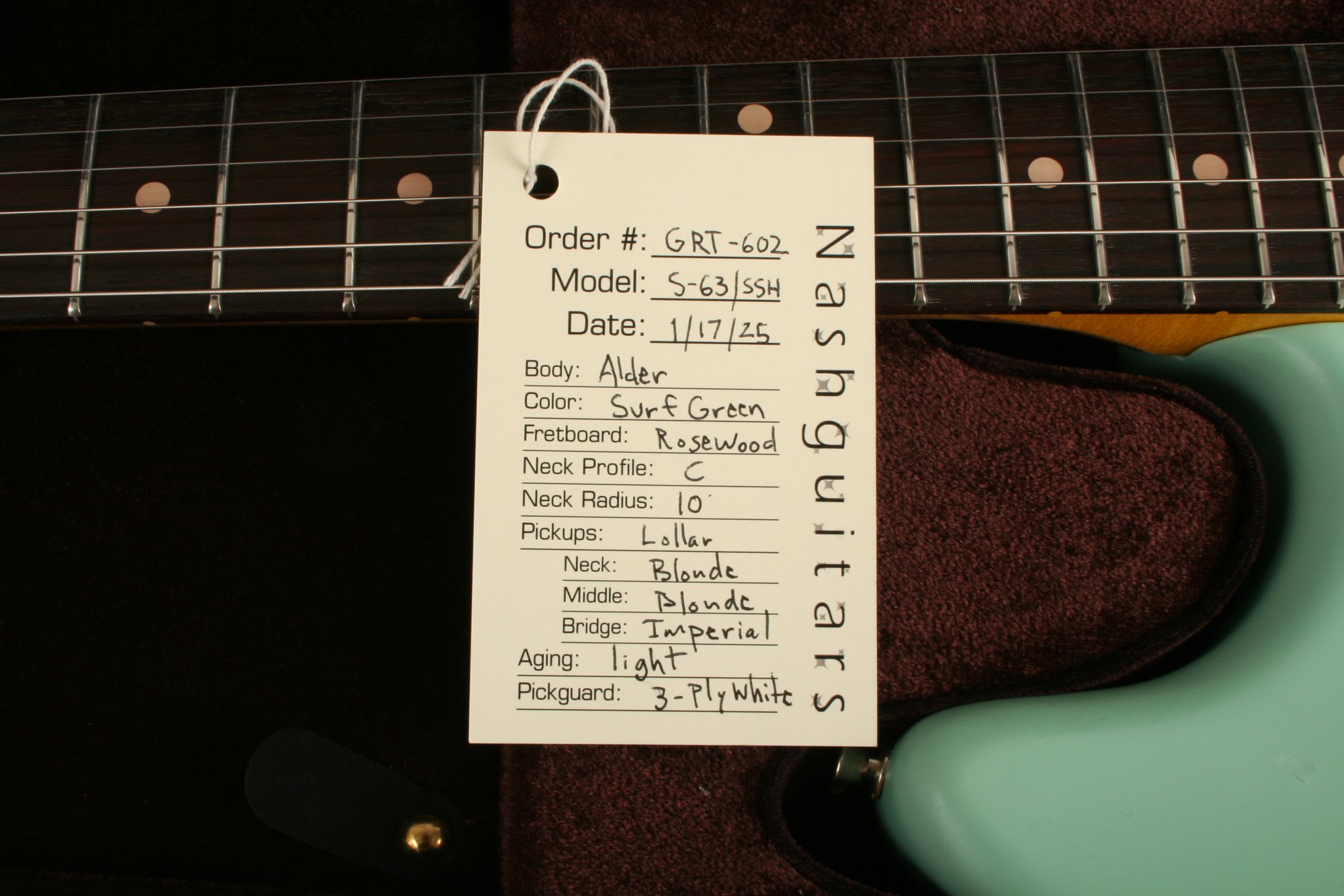 Nash S-63 Surf Green HSS Lollar Imperial GRT-602