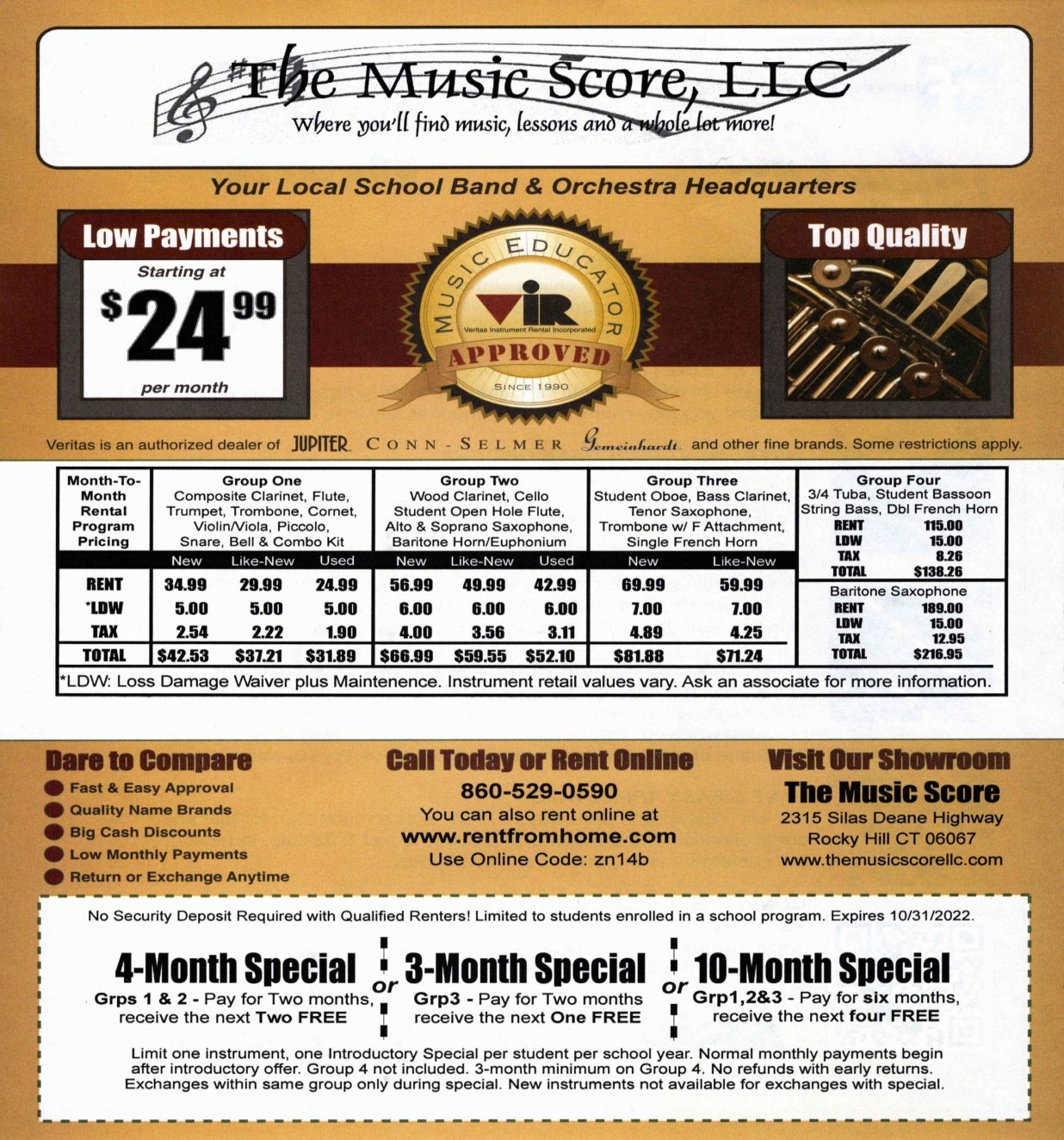 The Music Score Instrument Rental Payments