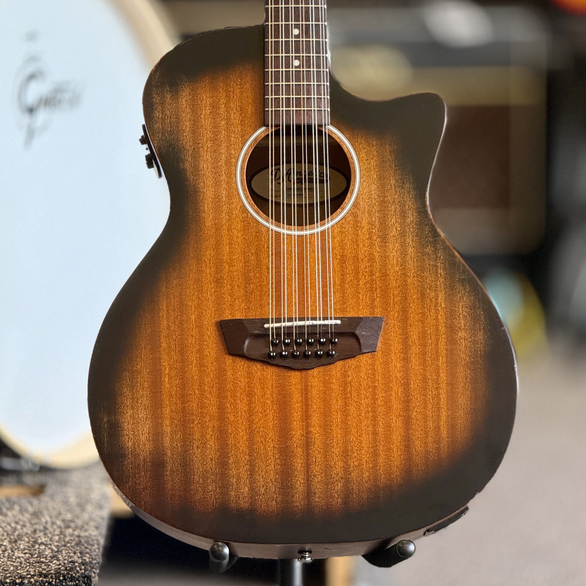 D'Angelico Premier Series Fulton LS 12-String Cutaway Grand Auditorium Acoustic-Electric Guitar, Aged Mahogany