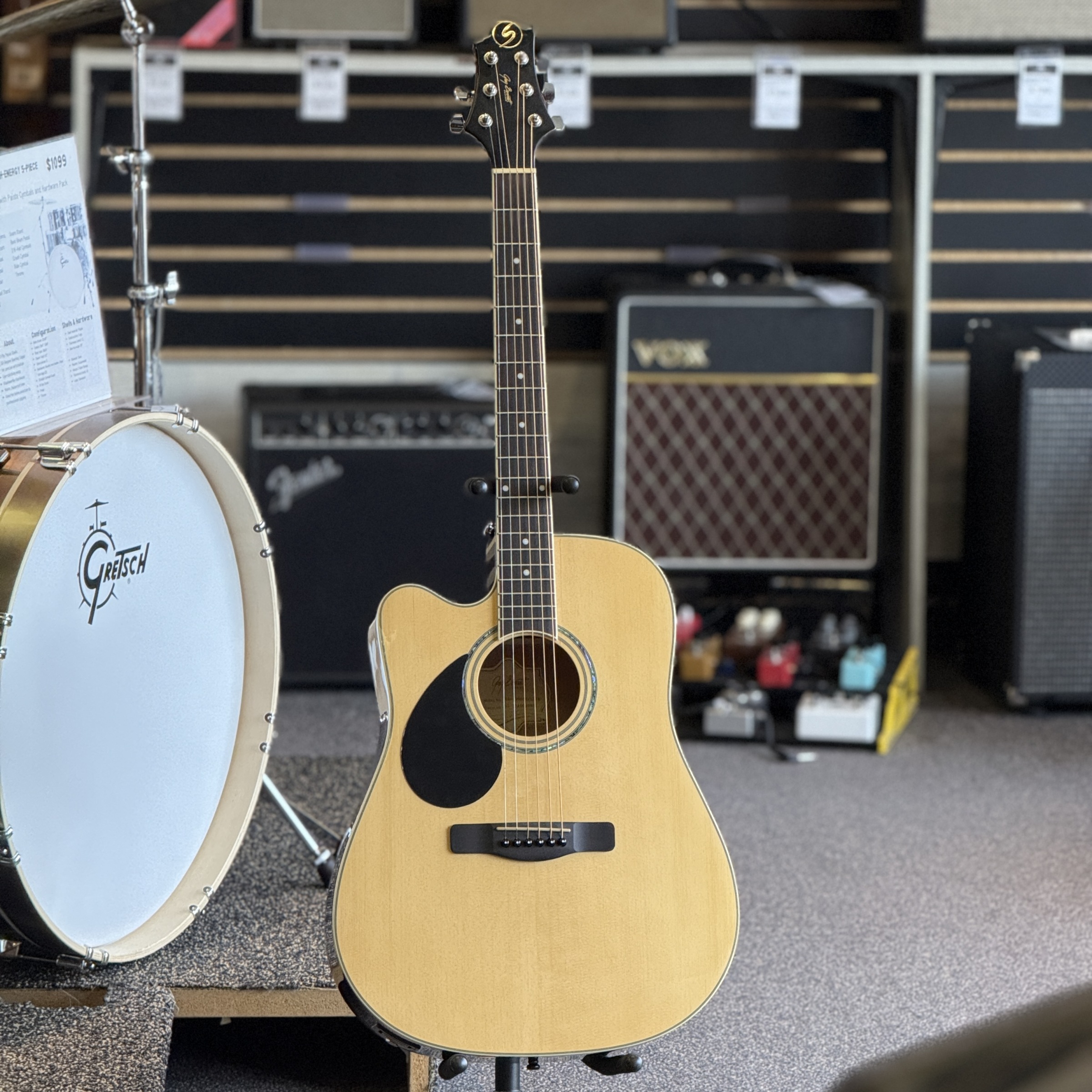 Samick Greg Bennett Left Handed Acoustic/Electric Guitar, Natural