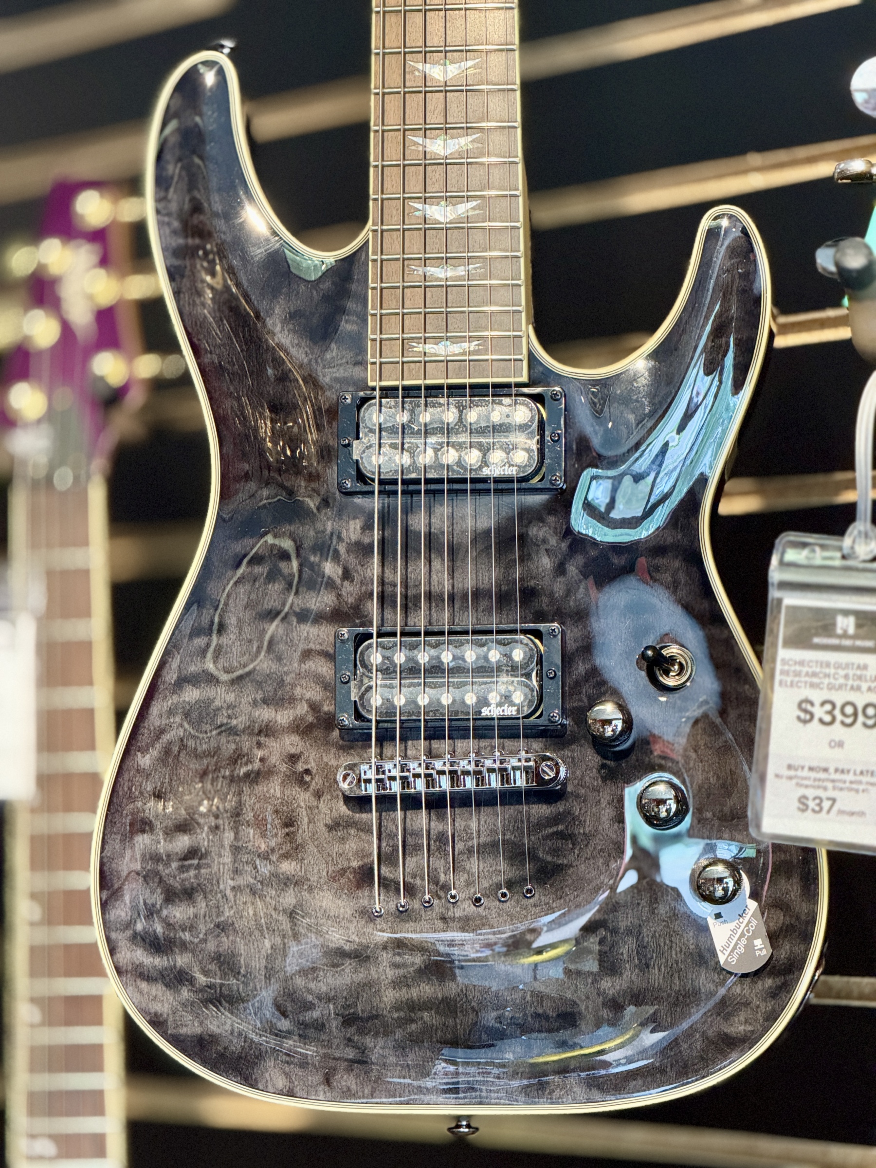 Schecter Omen Extreme-7 Electric Guitar, See-Thru Black