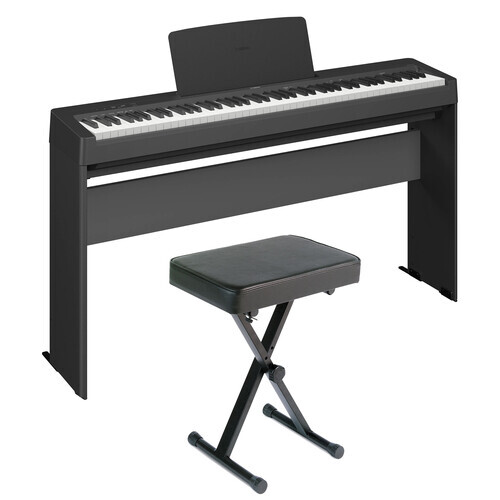 Yamaha P-143 Digital Piano Bundle - Piano 88 key, WOOD Stand, PADDED Bench 