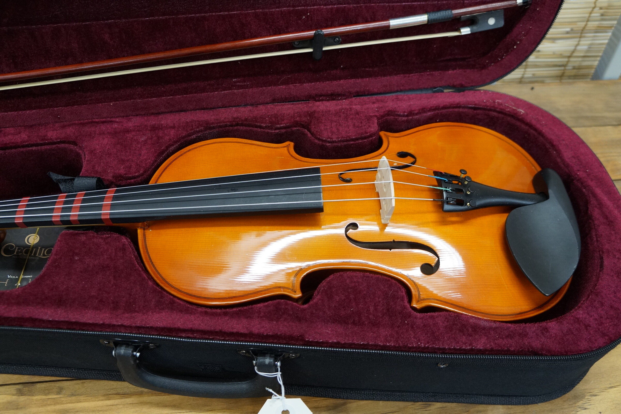 Viola: 2020 Mendini by Cecilio MA-250 15 Viola with Case and Bow 