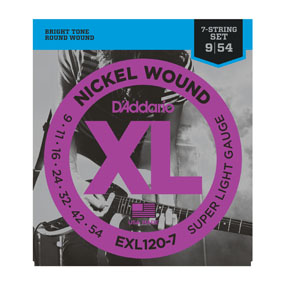 D'Addario - EXL120-7 - 7-String Electric Guitar Strings -Nickel Plated Steel (Super Light .009-.054)