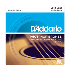 D'Addario - EJ16 - Acoustic Guitar Strings - Phosphor Bronze Strings -  Light Gauge .012-.053