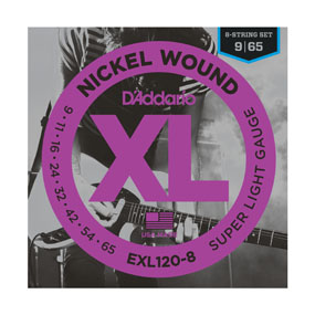 D'Addario - EXL120-8 - 8-String Electric Guitar Strings - Nickel Plated Steel (Super Light  .009-.065)