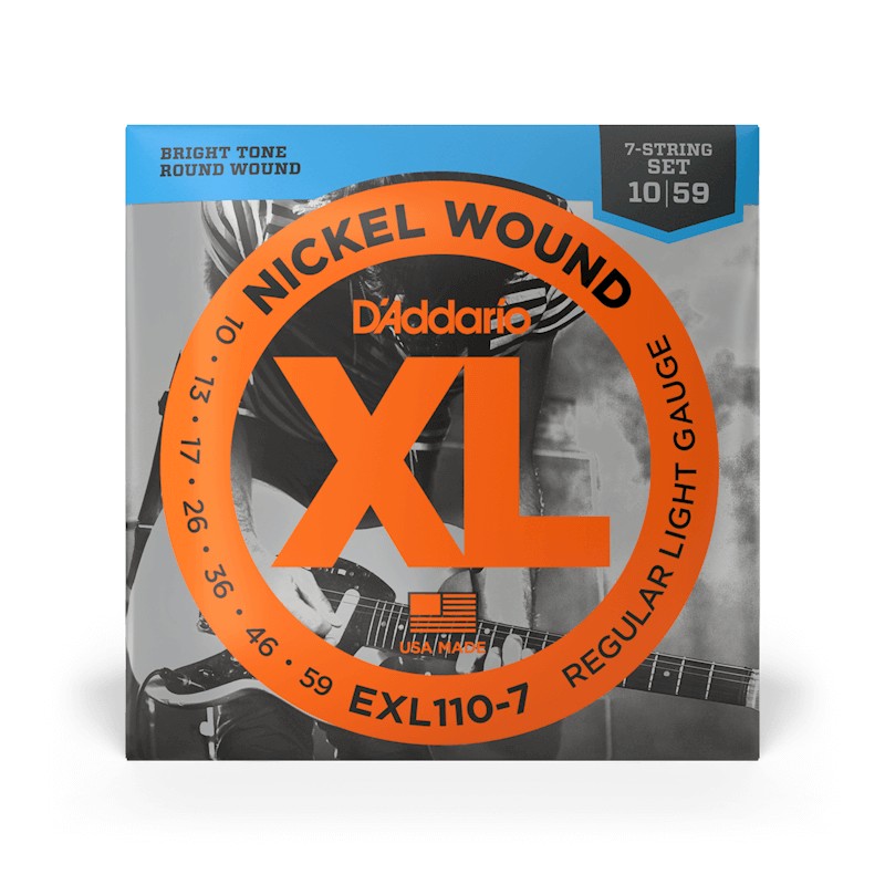 D'Addario - EXL110-7 - 7-String Electric Guitar Strings - Nickel Plated Steel (Reg Light .010-.059)
