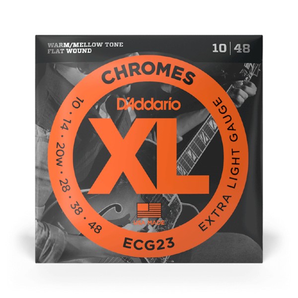 D'Addario - ECG23 - Electric Guitar Strings (Flat Wound) - Chromes (Extra Light .010-.048)