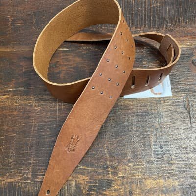Levys Leather Textured Guitar Strap - Tan Studded