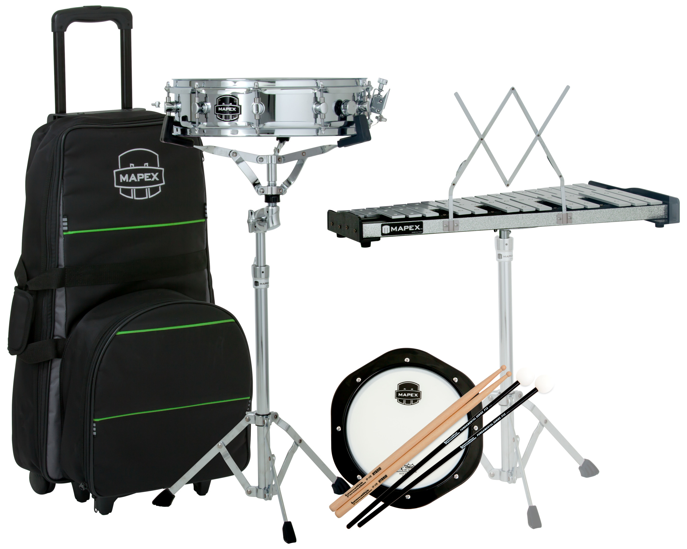 Mapex MCK1432DP Combo 14 Snare and 2.5 Octave Bell Kit in Roller Bag