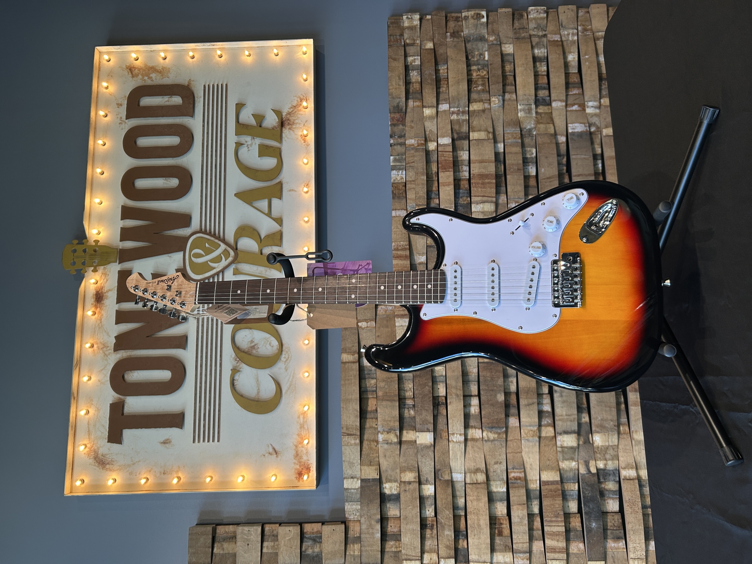 Aria Pro II TEG-002M-TTBK T-Style Electric Guitar - Black/Tortoise Shell Pickguard