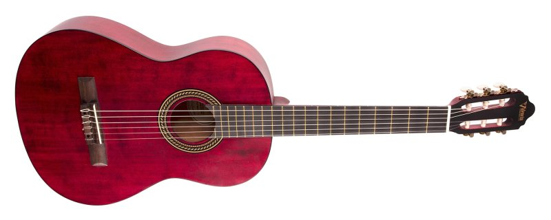 Valencia VC204-TWR 200 Series 4/4 Size Classical Guitar, Transparent Red Satin