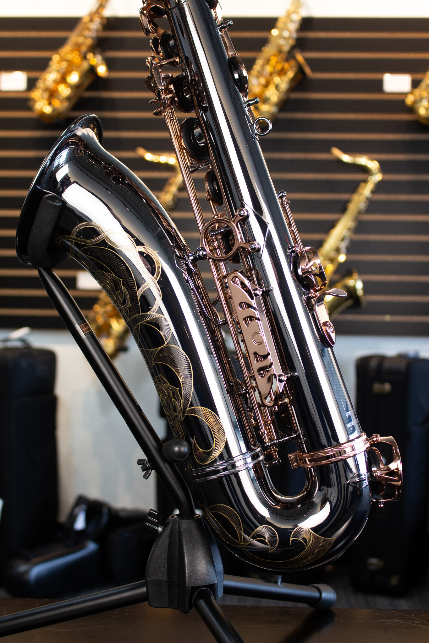 Santee 2C4 Black Nickel Tenor Saxophone with rose gold keys - USED