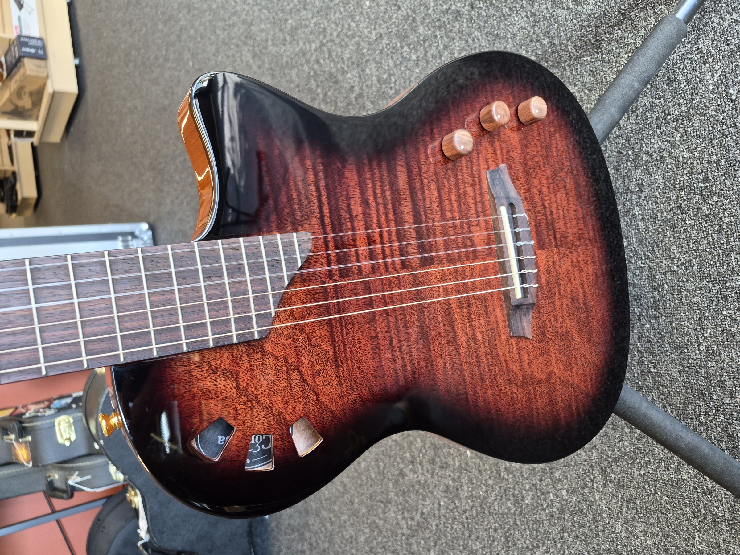 Cordoba Stage Nylon-string Acoustic-Electric Thinline Guitar - Edgeburst with Gator Gig Bag