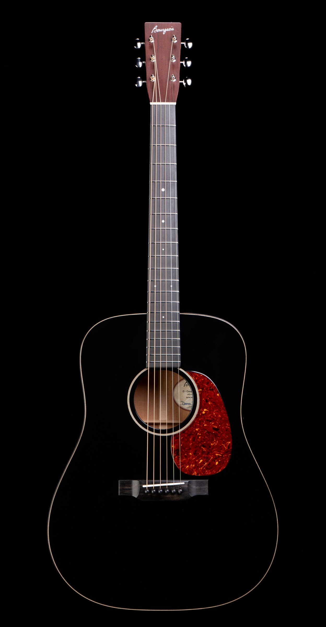 Bourgeois HSCB Dreadnought: Heirloom Series Country Boy (Black Top). Adirondack Spruce Top, Mahogany back and sides.