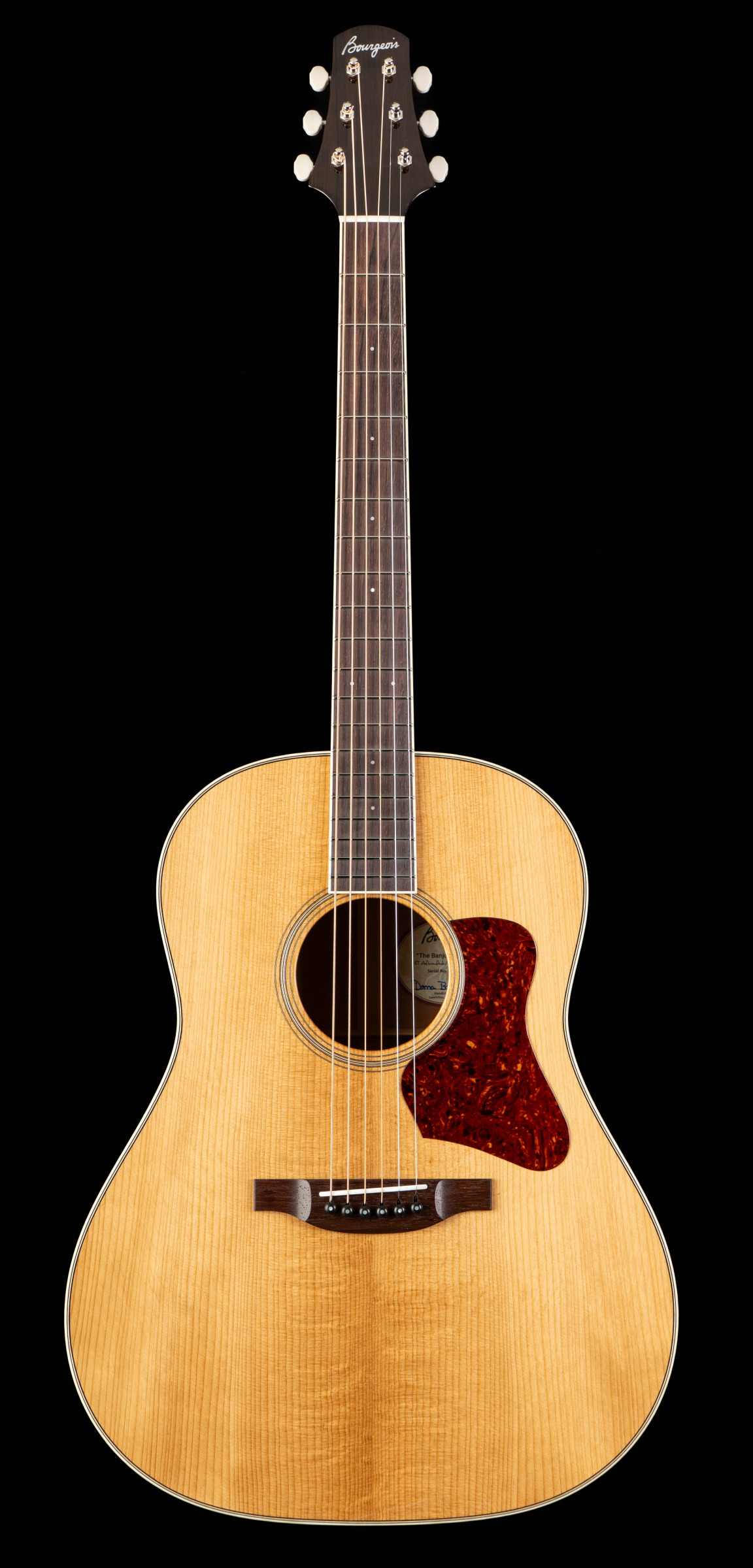 Bourgeois SD Banjo Killer: Aged Tone Bearclaw Figured Adirondack Spruce Top, Cuban Mahogany back and sides.