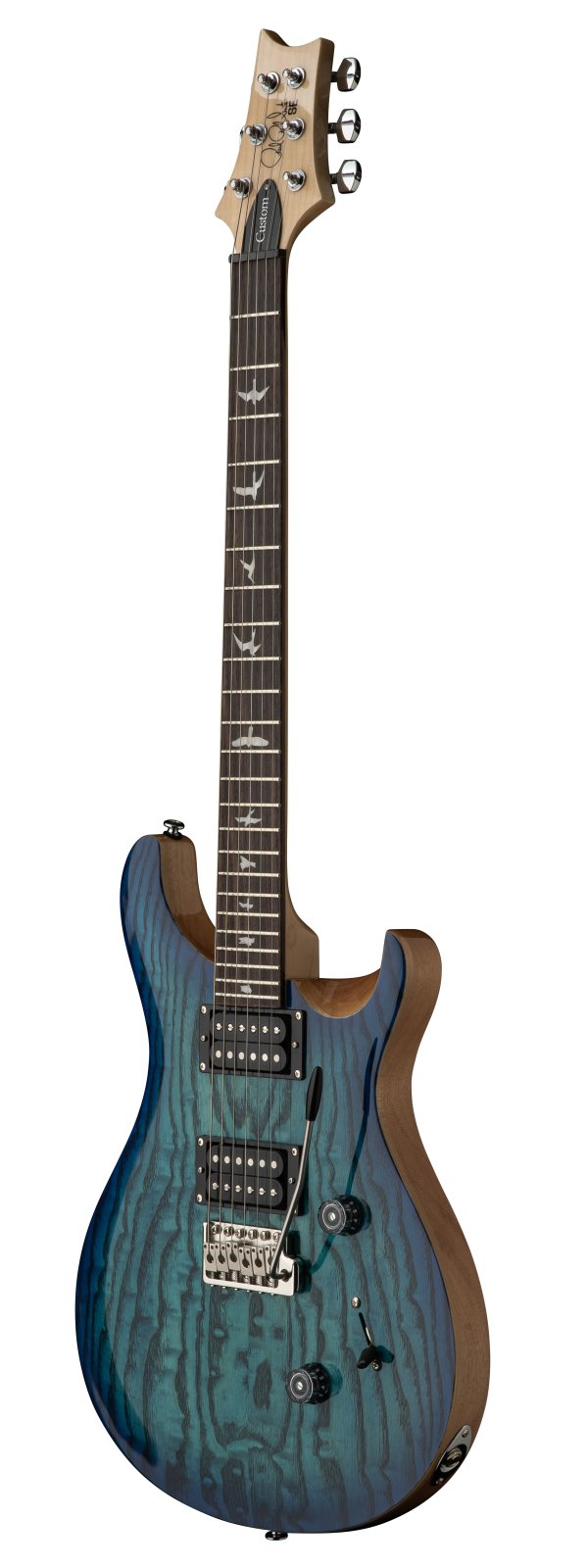 PRS SE Exotic Custom 24 Swamp Ash Burl, Lake Blue [Natural Back