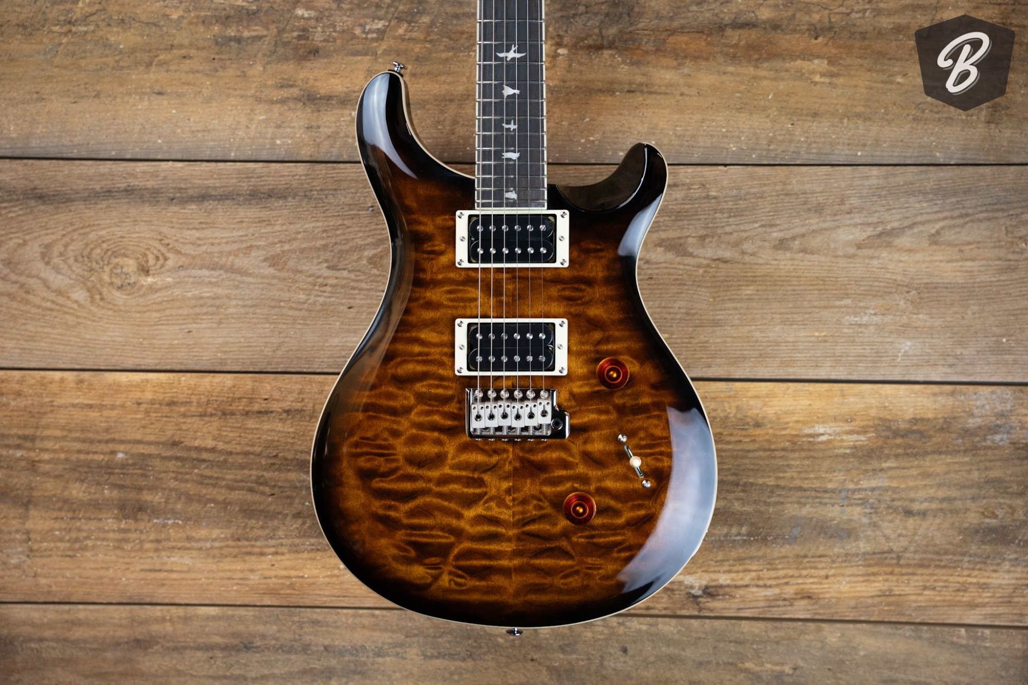 PRS SE Custom 24 Quilt- Black Gold Sunburst - 825362160878 
