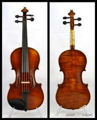 The front and back of a violin.