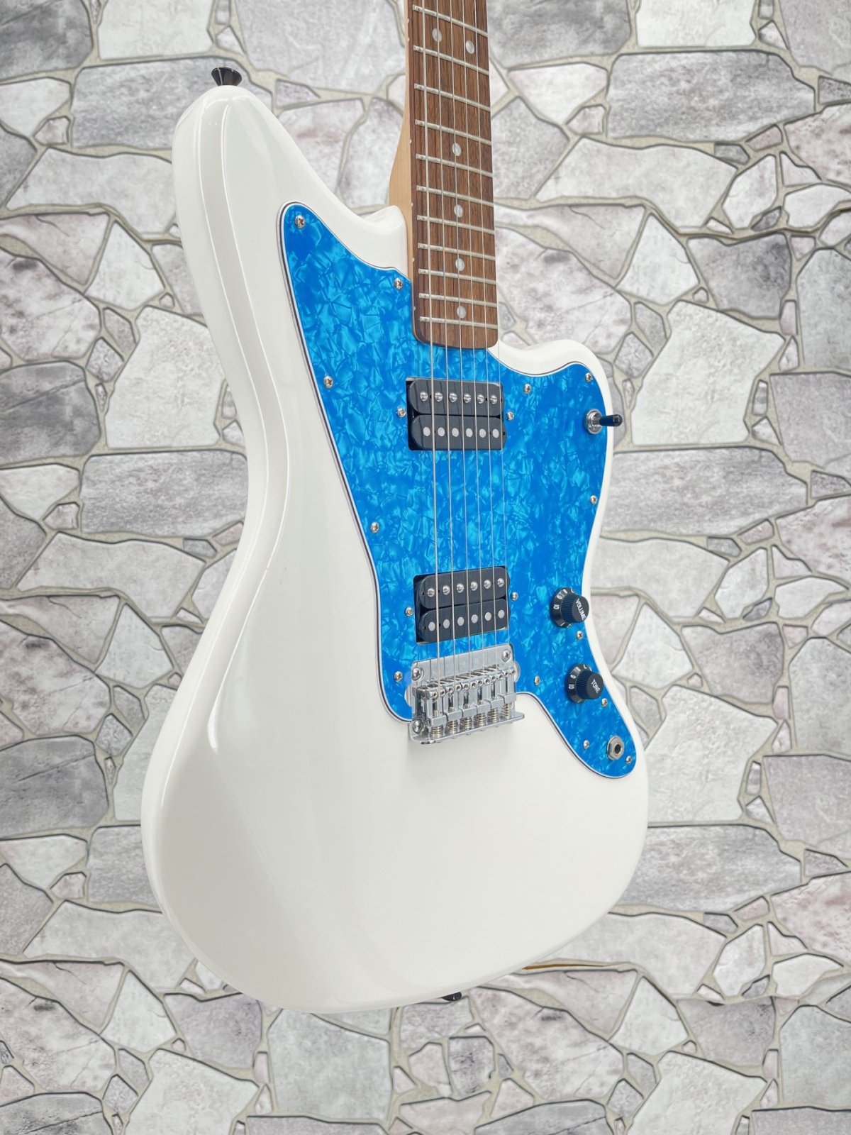 Squier Jazzmaster in White with a Blue Pick Guard in Very Good