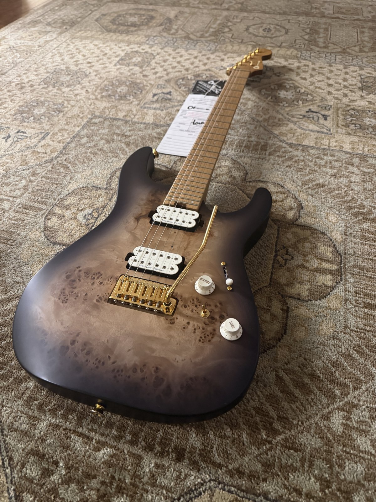 Charvel Pro Mod DK24 HH 2PT CM Poplar Burl Electric in Transparent