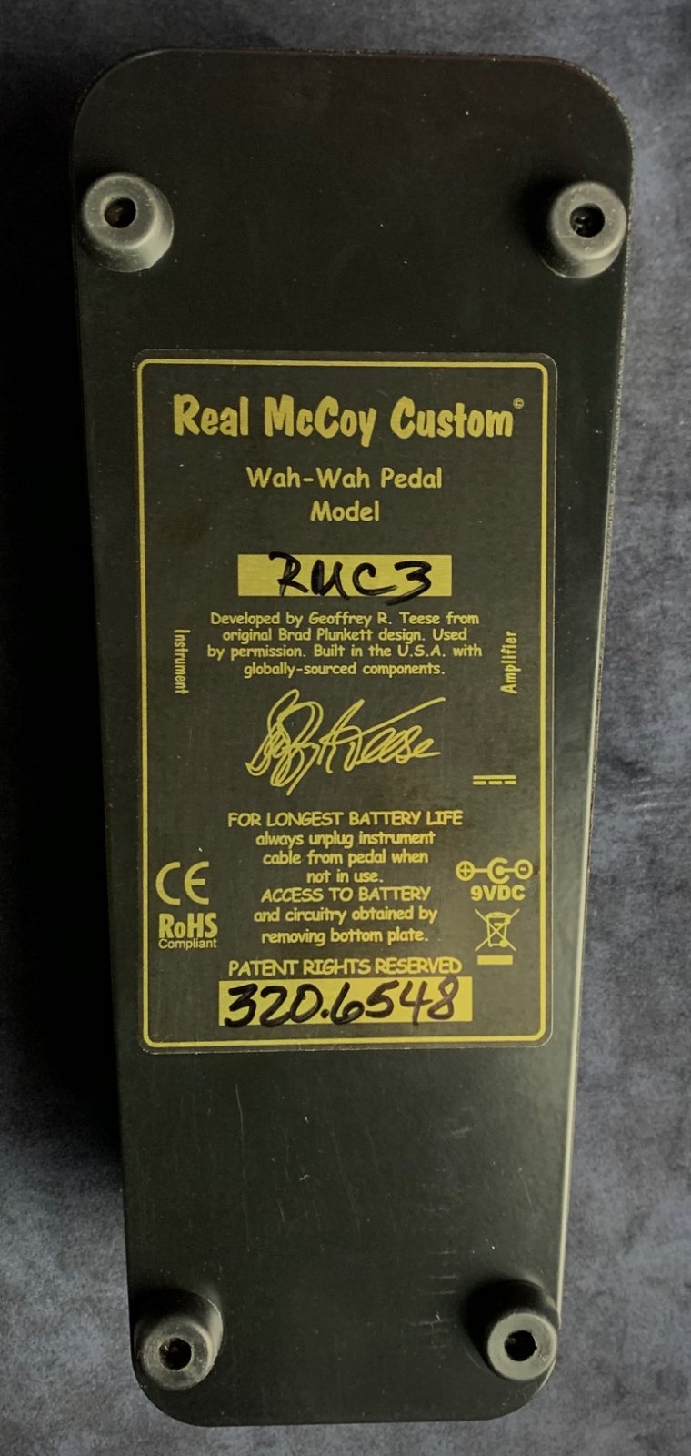 Real McCoy Custom RMC3 Tuneable Wah Pedal - Black Rocker