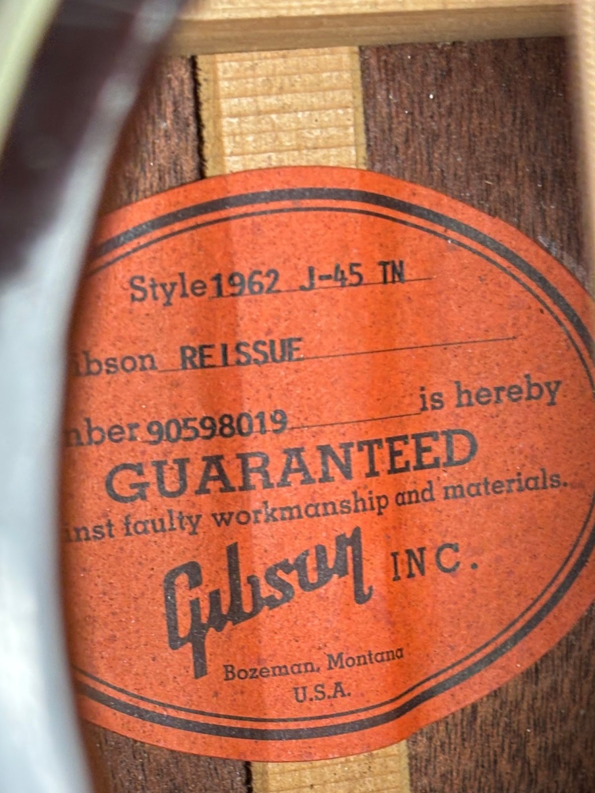 1998 Gibson J45 1962 Reissue